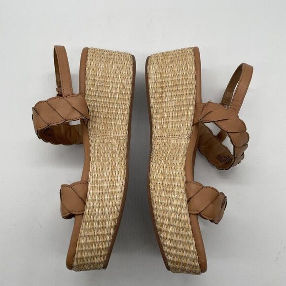 J Crew Platform Sandals Womens Sz 8.5 Tan Espadrille Wedge Braided Strappy Shoes - Picture 6 of 9